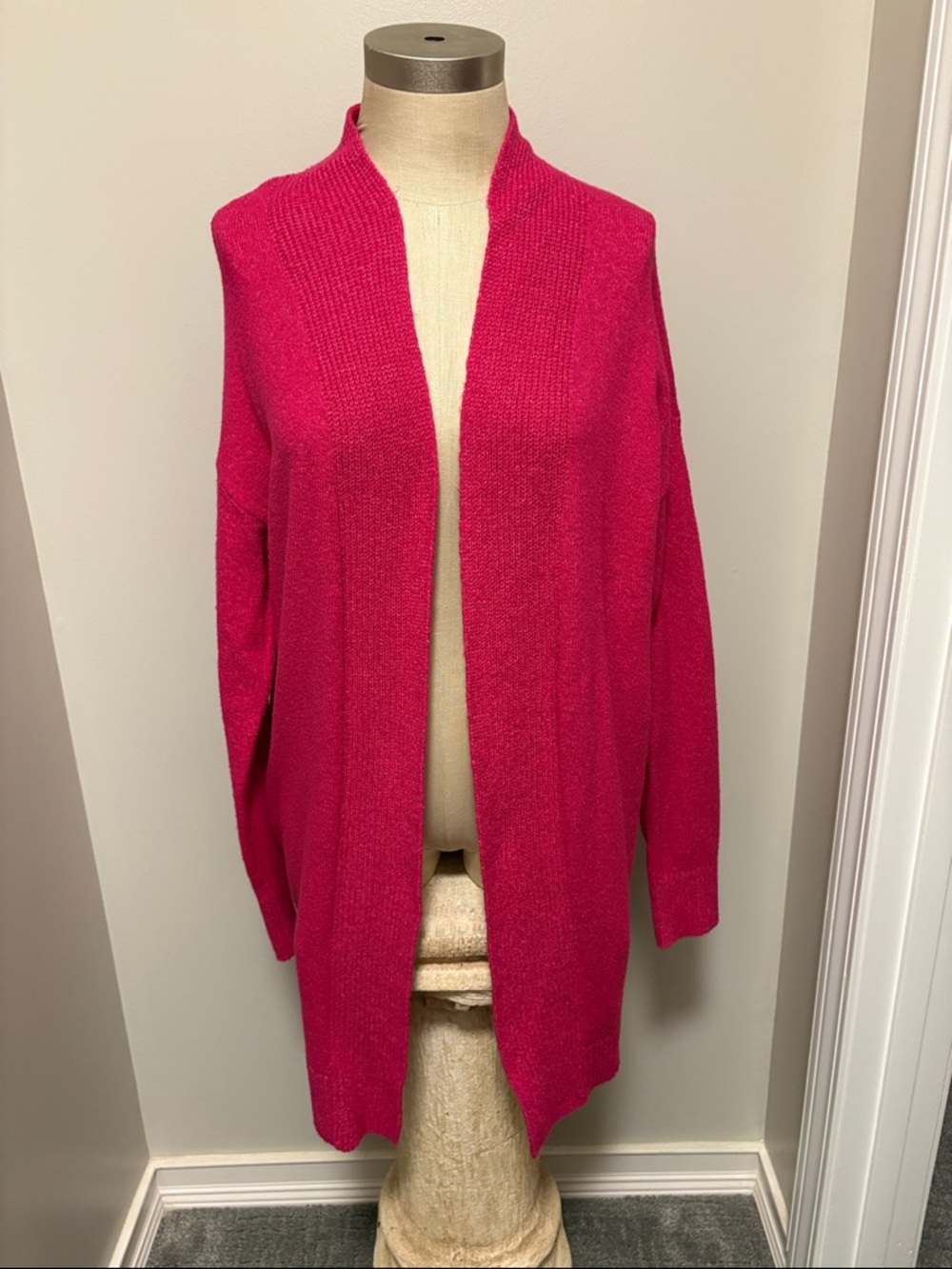 LOFT Open-Front Hot Pink Cardigan